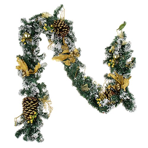 menolana 2 M Guirlanda de Natal Pinho Artificial para Decorações de Natal Roxo - Ouro