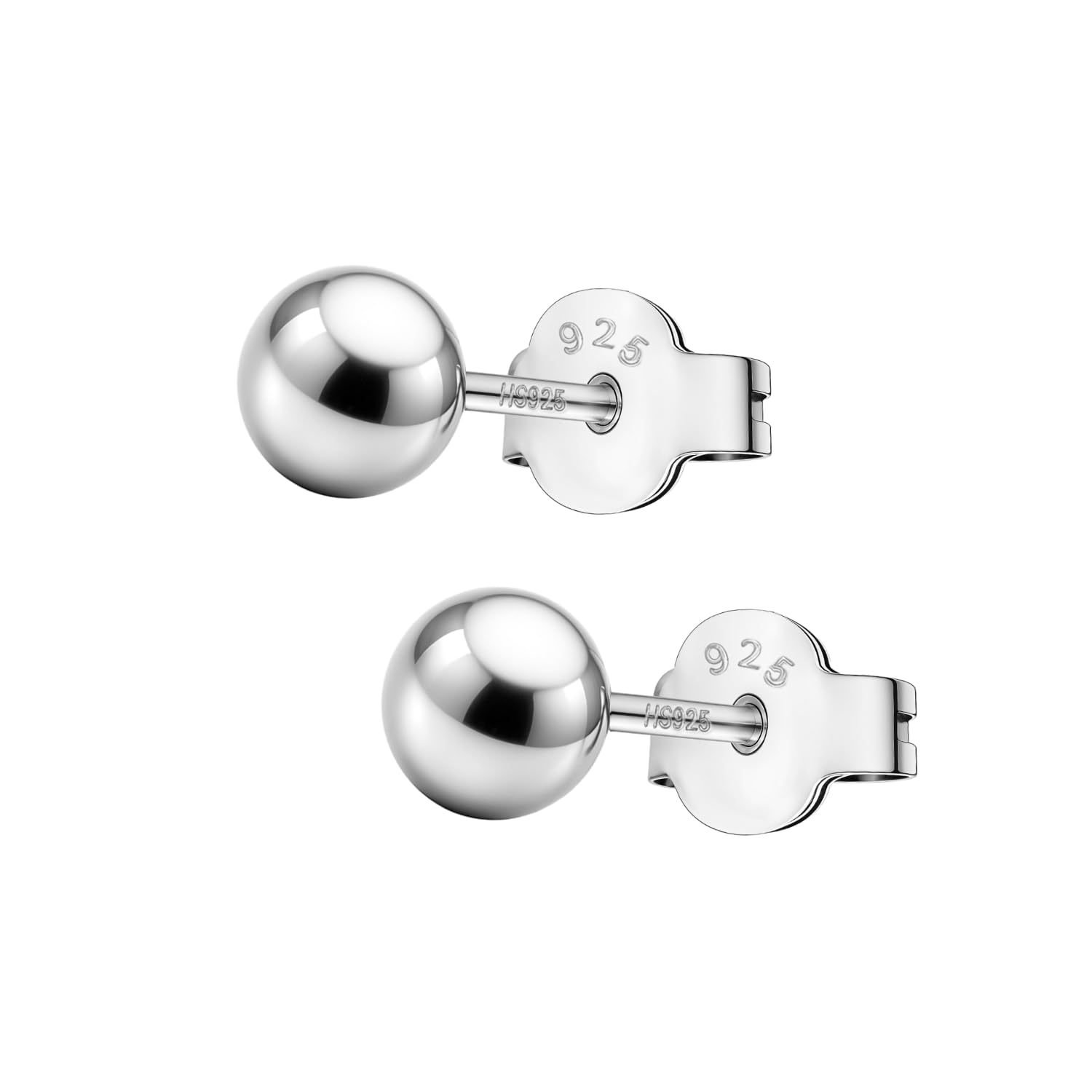 925 Silver Ball Earrings | 92.5 Sterling Silver Plain Ball Stud Earrings for Women Men Boys & Girls-image-24