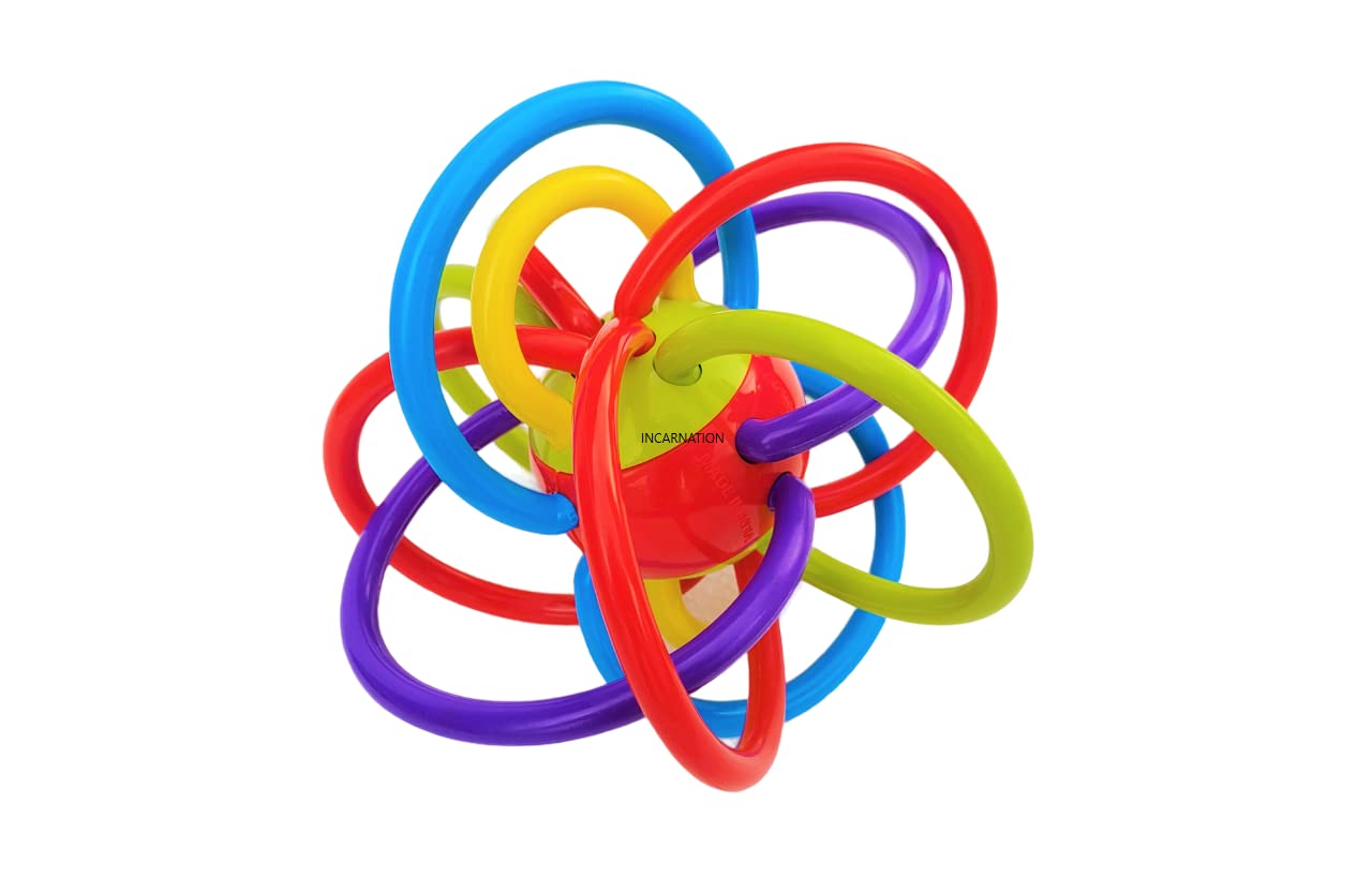 INCARNATION Sensory Infants Silicone Teether Tube Ball Loop Toy Sensory Teething Toys For Babies Baby Teether, Soothe Teething With Rattle 3-12 Months, Multi-Colo
