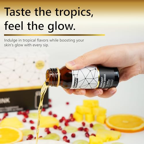 Diamond Liquid Collagen Drink, 15000 mg Hydrolyzed Marine Collagen Peptides with Vitamin C, Pomegranate, Healthy Hair Skin Nails Joints Bones Support, 50 ml x 10 Bottles