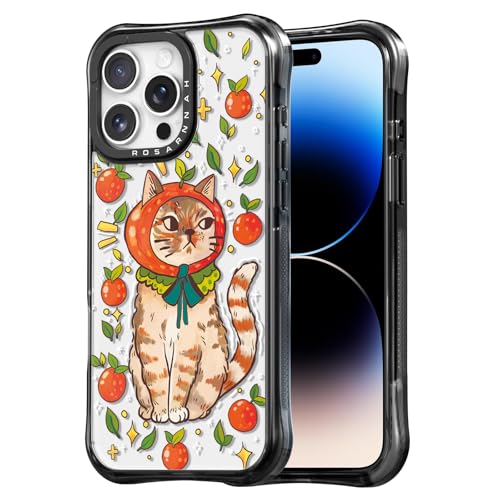 Rosarnnah iPhone 14 Pro Max�p �P�[�X �L���[�g - �~���^���[�O���[�h 20�t�B�[�g �����ی� �ϏՌ� �X�}�z�P�[�X - �t�@�j�[�L�e�B �L���b�g �f�U�C�� (17.5 cm) �u���b�N