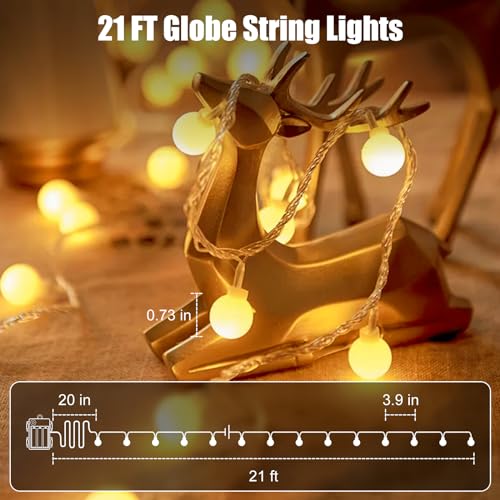 Minetom Battery Operated String Lights, 21Ft 60 Led Globe Fairy Lights With Remote, Waterproof Twinkle Lights For Indoor Outdoor Bedroom Classroom Dorm Camping Canopy Wedding Xmas Decor thumb #3
