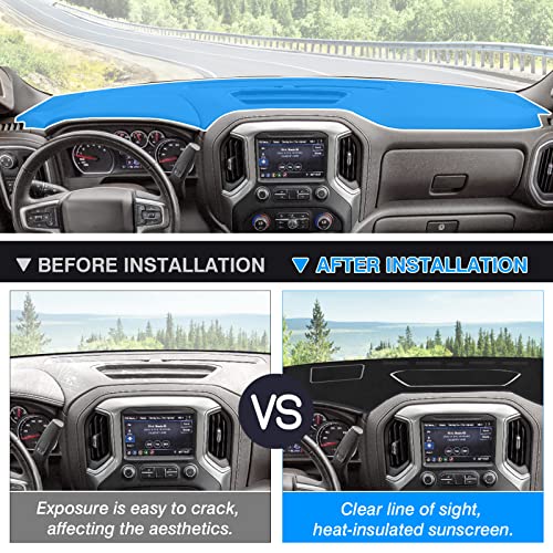 Image of Autorder Dashboard Cover Mat for 2019-2025 Chevy Silverado 1500 2500HD 3500HD /GMC Sierra Accessories Dash Cover Flannel Dash Mat Sunshade Protector(Just Fit the Models Without Forward Collision Alert)