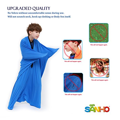 Image of SANHO Dynamic Movement Sensory Sock Body Sock,Medium,6-9 years old, 47''HX27''W, Good for Height:41 inch-51 inch,Updated Version,Blue