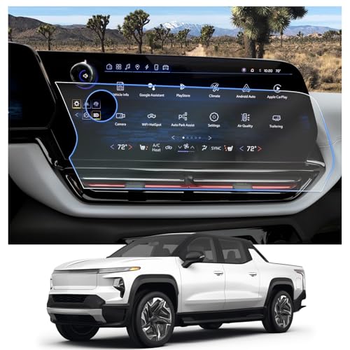 Image of CDEFG 2PCS for 2024 2025 Chevy Silverado EV 17.7 inch Screen Protector for 2024 2025 Chevrolet Silverado EV RST Rally Sport Truck Accessories Center Touch Screen Display Guard