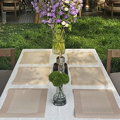 Miniatura 8 de Juego de 6 manteles individuales de PVC resistentes al calor, manteles individuales lavables de doble cara, fáciles de limpiar, adecuados para mesa