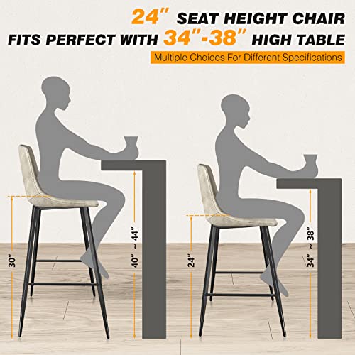 5Rcom 24 Inch Counter Stools Set Of 4, Counter Height Chairs With Back And Footrest For Kitchen Island, Leathaire Urban Armless Barstools For Home Bar Restaurant, Maximum Weight 400 Lbs, Beige #TOP6