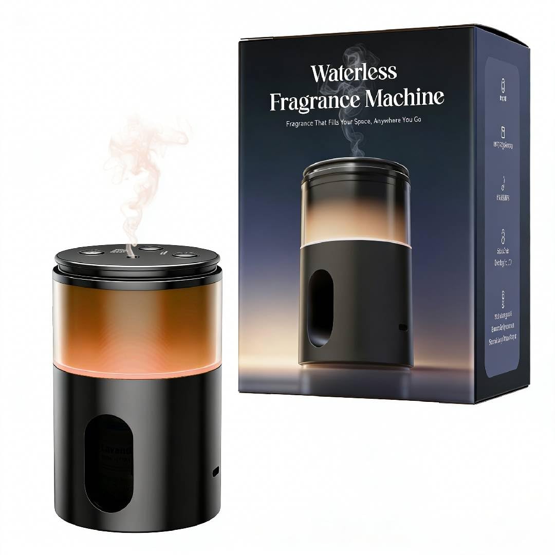 Pmsusoow Waterless Diffuser in purple and black with colorful LED lights