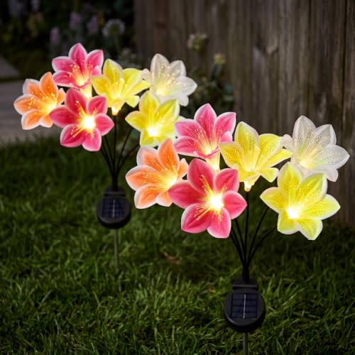 Rempry Solar Garden Lily Flower Lights 2 Pack, Multicolor - image 1