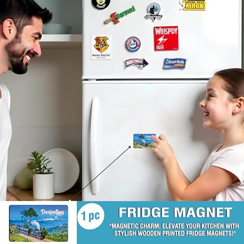 Image of Elegant Fridge Magnet with Themes |Rectangular Size Refrigerator Magnet with Magnetic Rubber Back | Pack of 1, 8.6cm X 5.4cm (Darjeeling)