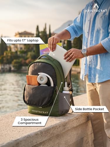 Image of Aristocrat Code 17 Inch Compatible Laptop Backpack 32 L | Premium Durable Fabric | 3 Spacious Compartments | Padded Shoulder Straps | 2 Quick Access Pocket | Ergonamic Back