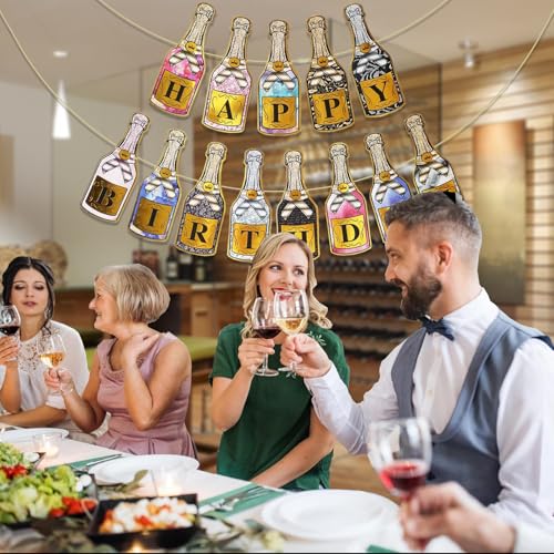 Image of Rozi Decoration Happy Birthday Bottle Banner - Wine Colour Theme Decoration Banner for Bar, Husband Birthday, Party & Celebration (Set of 1 Piece)