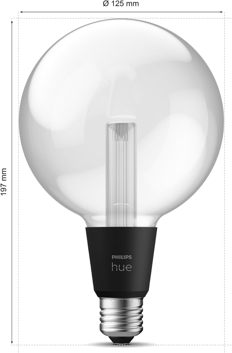 Philips Hue Lightguide G125 Large Lampadina Smart Globo, Luce Bianca e Colorata, 530 lm, Compatibile con Bluetooth, Controllo vocale con Alexa, Apple Home e Google Assistant