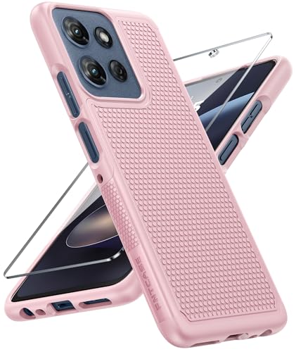 Image of FNTCASE for Moto G 2026 /2025 Case: Moto G Play 2026 /Moto G Power 2025 Case Dual Layer Military Protective Heavy Duty Cell Phone Cover with Screen Protector Shockproof Rugged Non Slip Textured (Pink)
