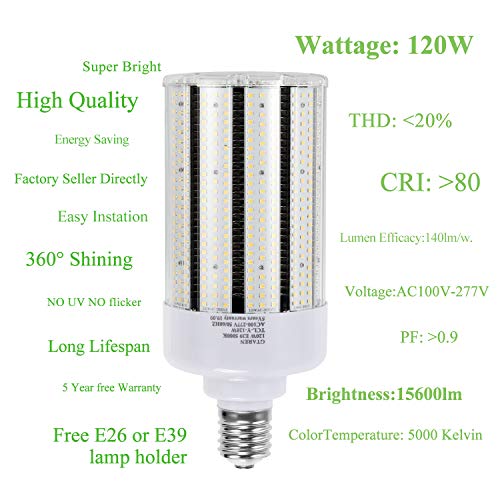 150W Led Corn Cob Light Bulb,Equivalent 600 Watt Metal Halide Hps Hid Cfl,5000K Ac85-277V,E39 Mogul Base Led Retrofit Bulb,For Commercial Industrial Lighting Warehouse Gyms Workshop Bay Light Fixture #TOP3