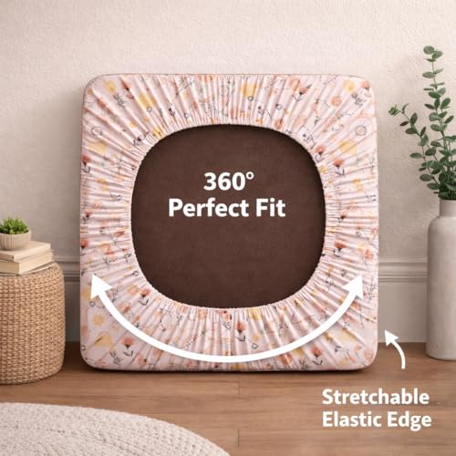 Image of STITCHNEST 'Contour Fit Series' Stretchable Printed Wooden Sofa Cover (Pack of 6) - Elastic Wooden Chair Cover | Wooden Sofa Seat Cover | Size - 20-21 x 20-21 x 3-5 in