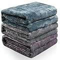 Onarway Dog Fleece Blanket for Pet Washable, Fluffy Soft Medium Throw for Cat Puppy Kitten Dogs, Multipack 70x100cm Pet Blankets for Sofa Bed Car Indoor Grey, Purple, Lake Green