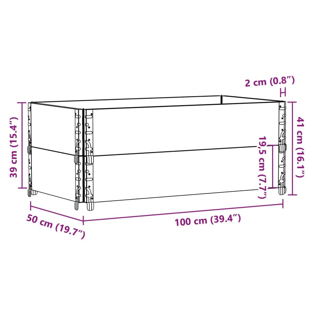 Paretali per Pallet 2pz Marroni 100x50cm Legno Massello di Pino, Movimentazione di Materiali,Pianali di carico e Pallet, 13.8kg-4010285