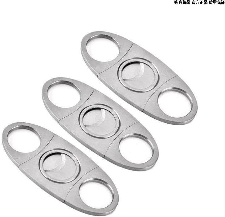 Cigar Cutter 3-in-1 Stainless Steel Round Scissors Slicer Portable Metal Smoking Accessories Tool Pocket Case(Silver)
