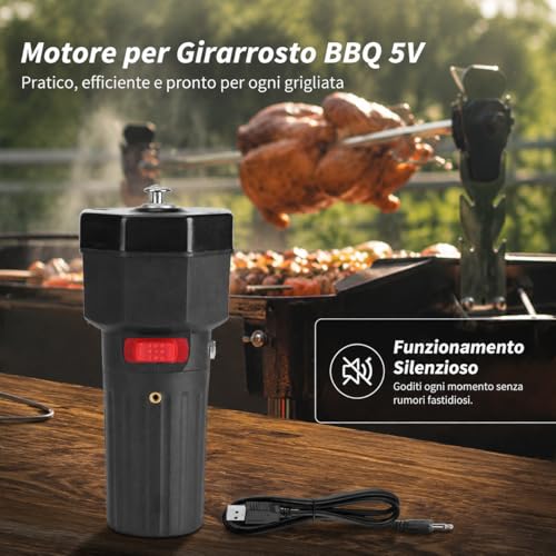 5V Rotator Grillmotor BBQ Grillspießmotor, Campingartikel Batterie Grillmotor, mit USB Boost Wire