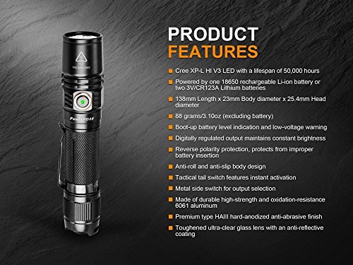 Edisonbright Fenix Pd35 V2.0 2018 Edition V2 1000 Lumen Cree Xp-L Hi V3 Led Tactical Flashlight Bbx3 Battery Carry Case #TOP7