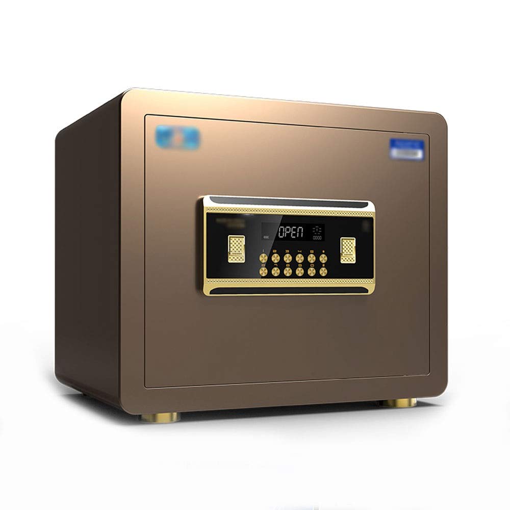 YI GAO Safety cabinet, 35cm high and small household hidden upgrade anti-theft electronic password safe deposit box, suitable for: office/home/finance, 3 colors to choose from @ (Color : Brown)