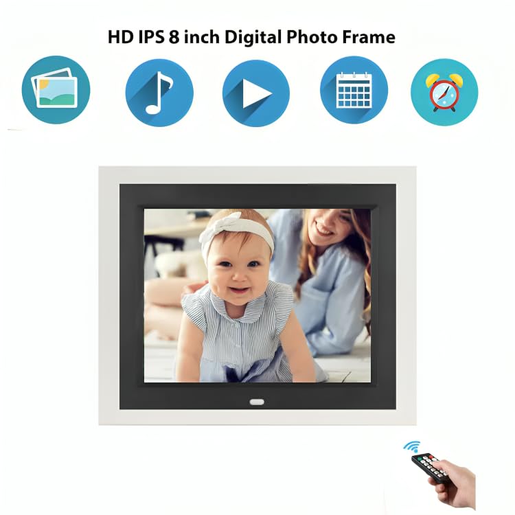Image of Miracle Digital 8 Inch Digital Picture Frame,HD IPS Digital Photo Frames,Wall Mounted Electronic Slideshow,Using USB or SD to Play Photos /Videos /Music