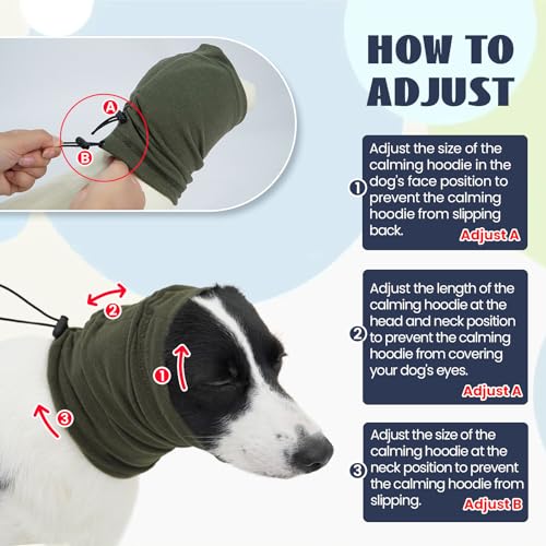 Image of Nanaki Dog Calming Hoodie-No Shake Hematomas Ear Wraps Cover, Adjustable Dog Snood Ear Muffs Protector for Noise Protection, Anxiety Relief, Fireworks, Grooming, Bathing, 4th of July