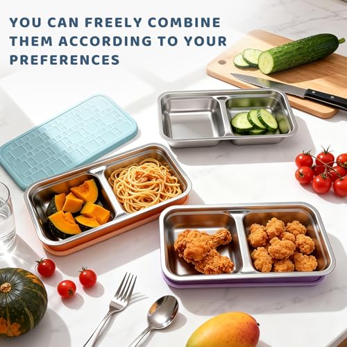 Image of 15 oz Snack Containers for Kids, Stainless Steel Lunch Box 3 Pack