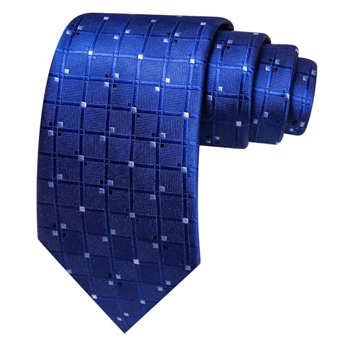 Image of YOHOWA Men Plaid /Striped Ties Set Silk Business Wedding Formal Fashion Necktie and Pocket Square Cufflinks Set