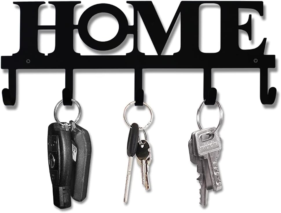 WIPHANY Soporte de pared de metal negro para llaves, gancho clásico ...