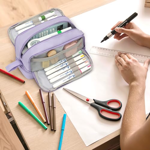 Image of Large Pencil Pouch, Special Preppy Aesthetic Pencil Case with Compartments, Pencil Bag Big for School Teens Office College Girl Boy Men Women Adult