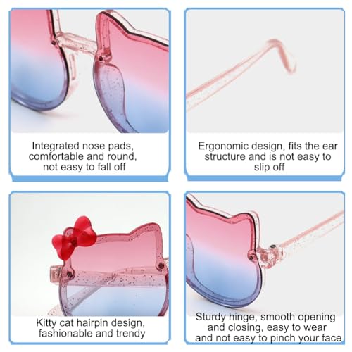 FBHLZ 3 Pairs Girls Sunglasses Pink cute Kids Sunglasses Multiple Shaped Beach Eyewear Outdoor Beach Holiday Age 3-10 Years4