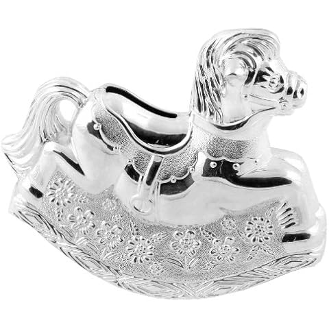 Christening Gifts. Girls Silver Rocking Horse Money Box Cover