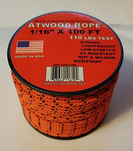 Paracord by Ripcord Atwood Rope 1/16 Microcord 100' Spool, Mosquito Cord, 2mm Paracord-Orange/Black