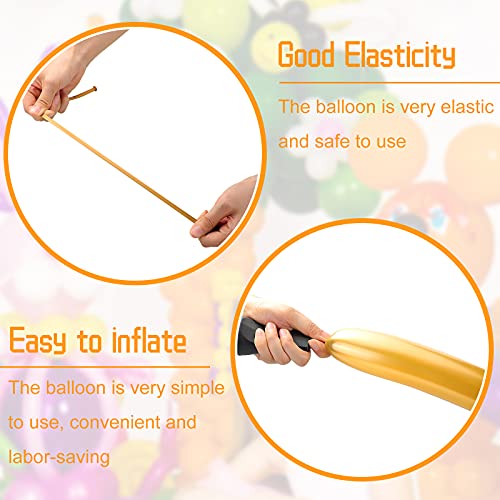 Image of Skylety 50 Pieces Long Balloons 260 Twisting Animal Metallic Latex Balloons DIY Modelling for Birthday Wedding Engagement Magic Anniversary Festival Party Decoration(Golden)