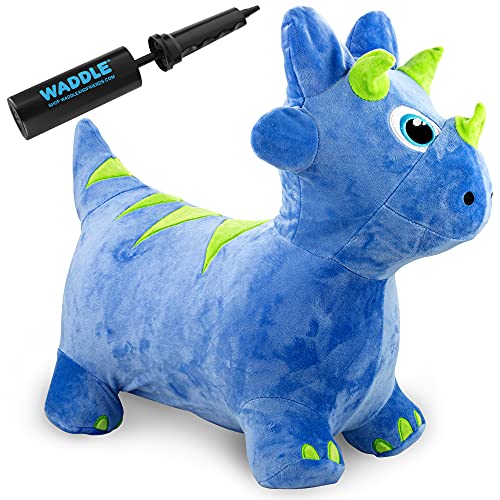 Waddle Bouncy Hopper Inflatable Animal Hopping Plush, Indoor And Outdoor Toy For Toddlers And Kids, Pump Included, Boys And Girls Ages 2 Years And Up (Triceratops) #TOP6