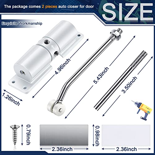 2 Pieces White Door Closer Automatic Safety Spring Door Closer Self Closing Door Hinges Adjustable Door Slower Closer No Slam Home Security Door Stopper To Self Closing Doors And Convert Hinged Doors #TOP1