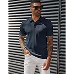 PJ PAUL JONES Mens Textured Knit Polo Shirts Regular Fit Stretchy Golf Shirts - Image 2