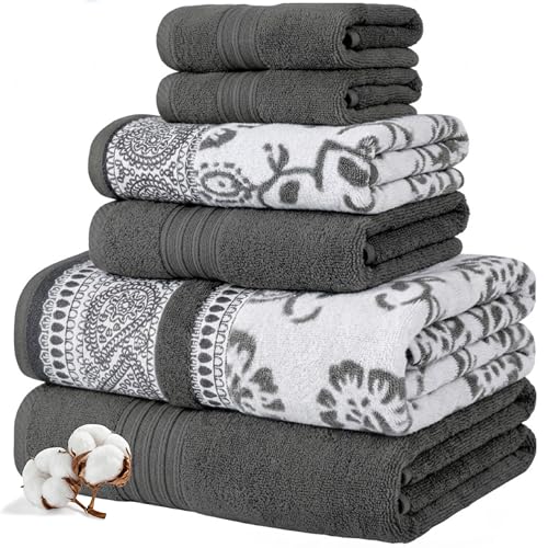 Modern Threads Floral Trail 6-Piece 100% Cotton Towel Set...