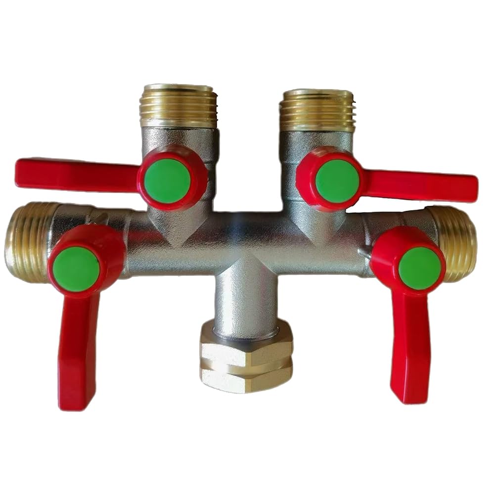 Garden Hose Splitters T-Shaped, 4 Way Valve, Water Hose Splitter, Spigot Splitter, 3/4 Inch GHT Thread