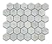 White Carrara (Bianco Venatino) Marble 2" Polished Hexagon Mosaic Tile on 12x12 Sheet - Sample Piece