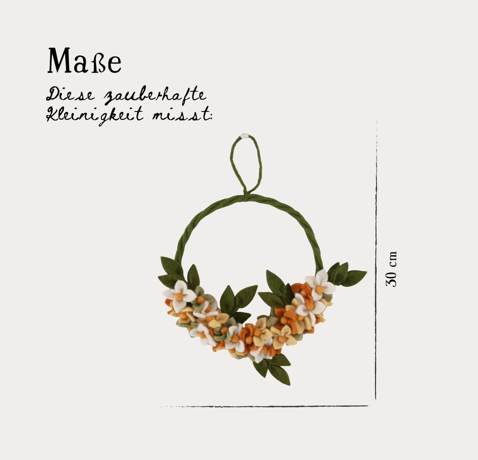 Hecho a mano y certificado de comercio justo | Gry & Sif | Elegante diseño danés x Nepali Artesanos | Corona de flores de amanecer – Amarillo | Decoración de Pascua