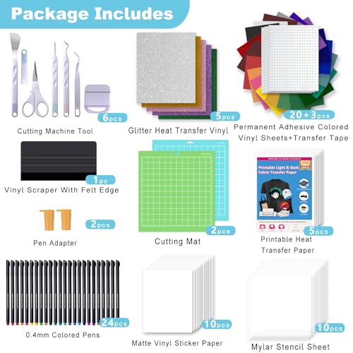 Image of Cutaswish The Essential Bundle for DIY Craft Projects - All-in-One Vinyl Craft Accessories Kit for Cutting Machine, HTV, Adhesive Vinyl, Cutting Mats, Weeding Tools, Printable Transfer Paper & Pens