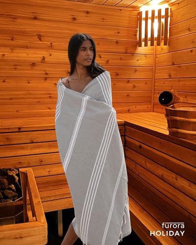 furora HOLIDAY Hamamtuch groß 100x200, Baumwolle - Saunatuch Damen Herren Saunahandtuch: dünn, kompakt, lang - Hammam Tuch XXL, Handtuch: Strandtuch, Hamam Sauna, Strandhandtuch