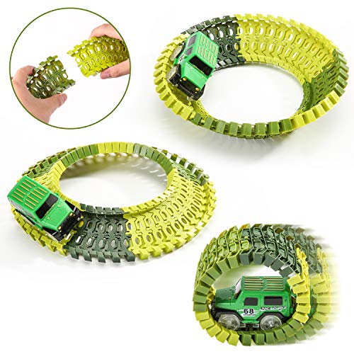 image for Wodtoizi Dinosaur Race Track Toy Car Playset Race Car Track Sets Dinos