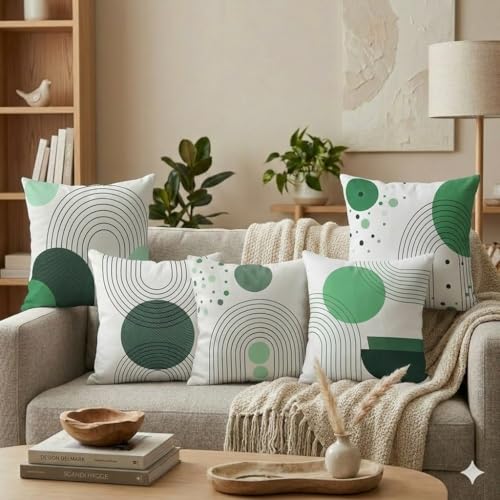 Image of Reversible Cushion Cover 16 inch x 16 inch Set of 5 - Premium Stitched Sofa Pillow Cover Set with 10 Unique Bohemian Printed Designs & Invisible Zipper