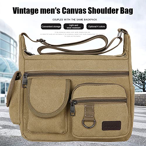AIZHIYI Bolsa mensageiro masculina de lona casual vários bolsos estudante viagem bolsas de ombro, Ca