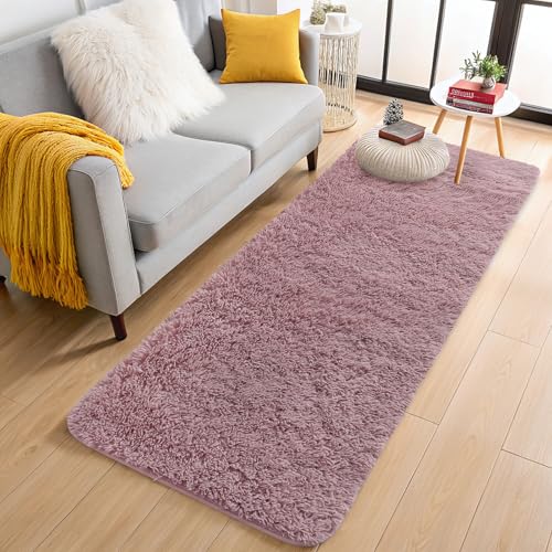 OLANLY 2x5 Machine Washable Runner Rugs for Hallway, Soft Fluffy Shaggy Bedside Rugs for Bedroom, Living Room, Indoor Floor Carpet for Kids Girls and Boys, Nursery Rooms, Home Decor Aesthetic, Blush