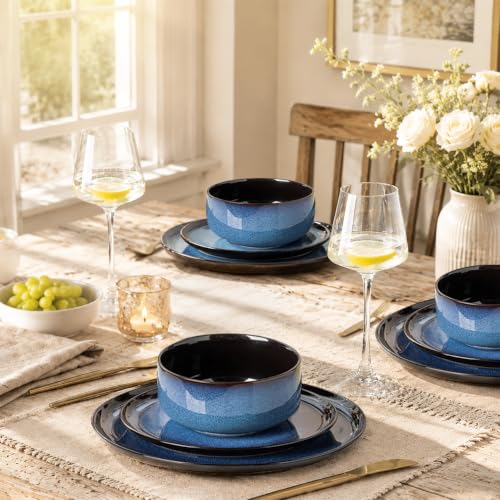 Image of LERATIO Ceramic Dinnerware Sets for 4,12-Pcs Porcelain Plates and Bowls Set